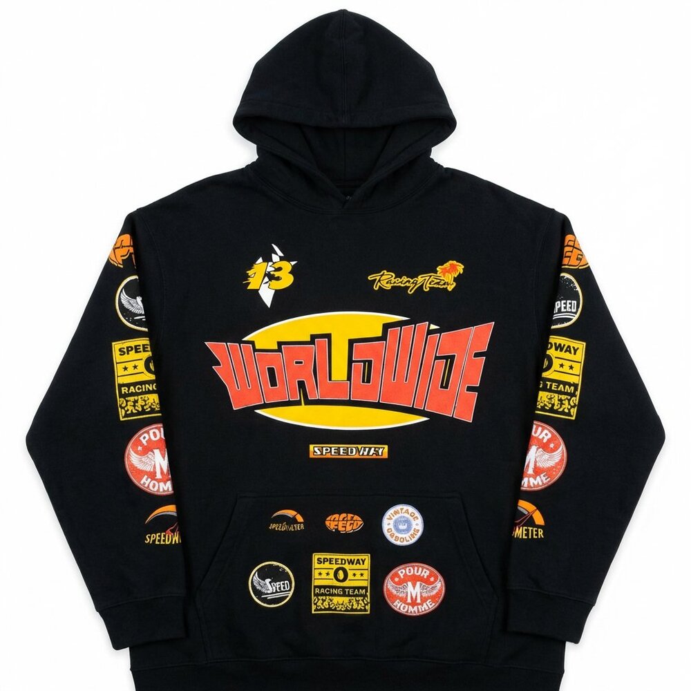 Black Graphic Race Racing Hoodie
